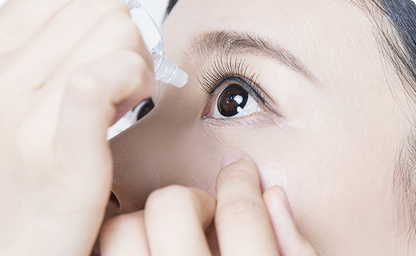 Eye surgery post-op: scar care with eye ointment and drops