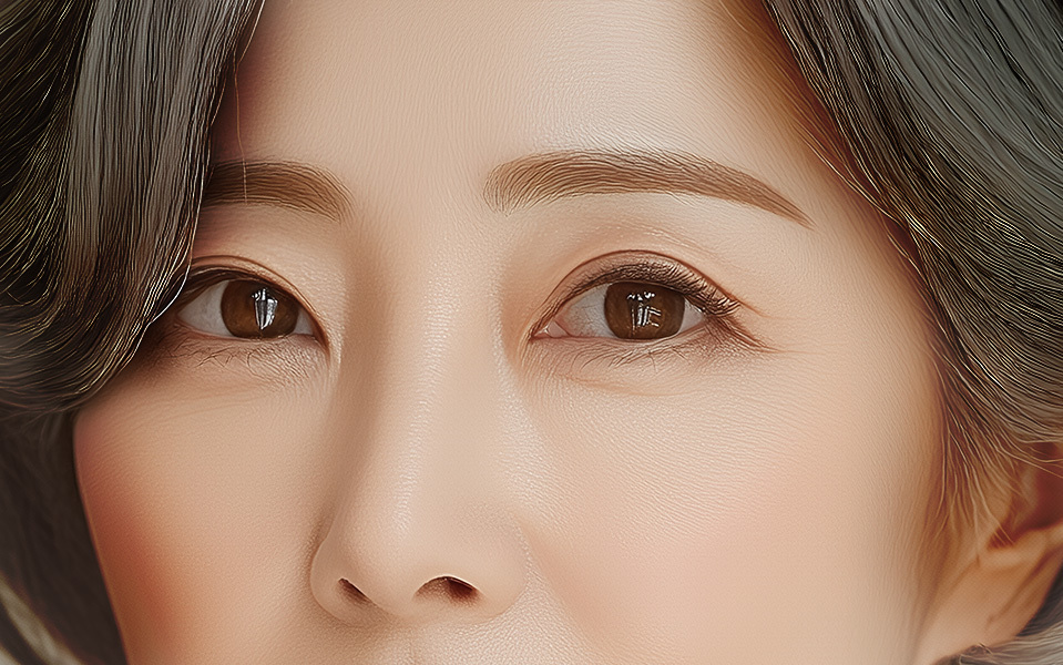 Before and after upper blepharoplasty to correct drooping eyelids and achieve youthful eyes at NANA Korea