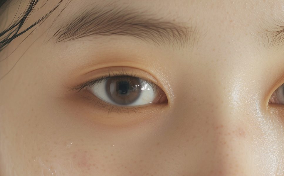 Ptosis correction candidate 1 eyelids covering pupils creating a very tired appearance at NANA